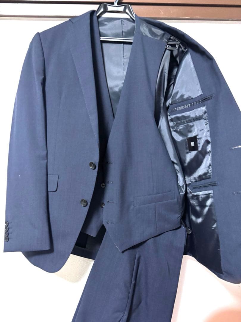 かずぅ　美品　SUIT SELECT 3ピース　セットアップ ネイビー リ 美品】SUIT SELECT 3ピーススーツ セットアップ ネイビー S相当 - メルカリ