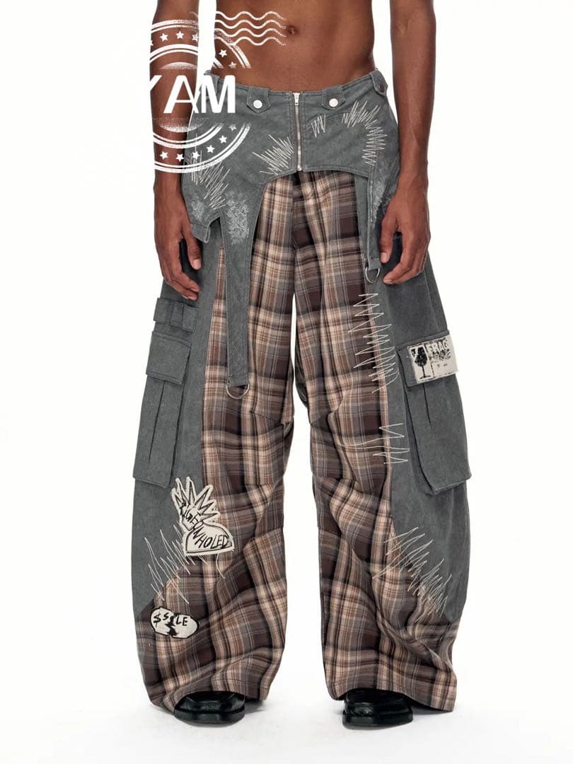 EMOBROTHER EMO Patchwork Trousers ワイドパンツ - メルカリ