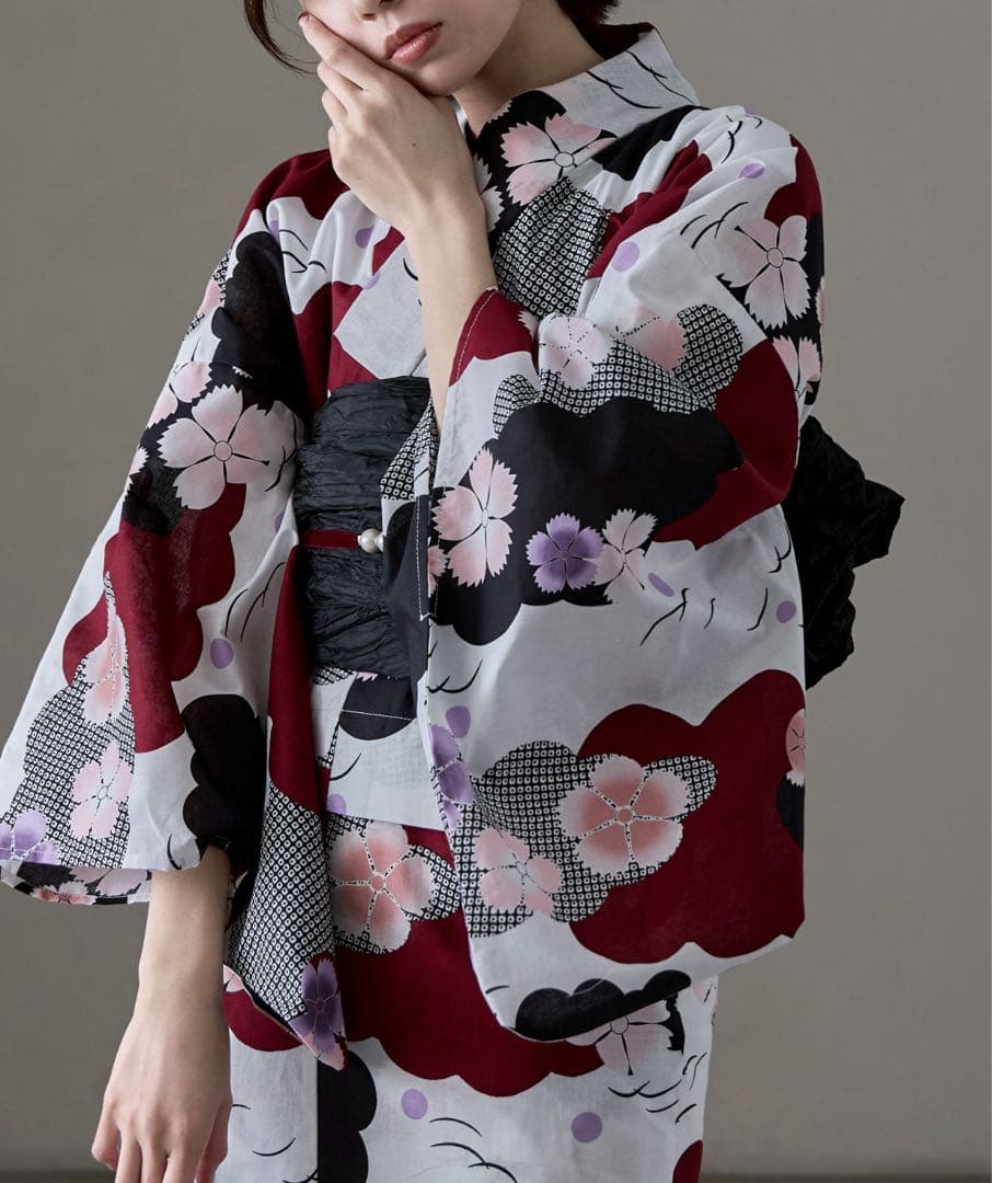 asaka 二部式浴衣 セパレート式綿浴衣 2点セット asaka 浴衣 浴衣セット セパレート 着付けのいらない二部式浴衣＋帯 2