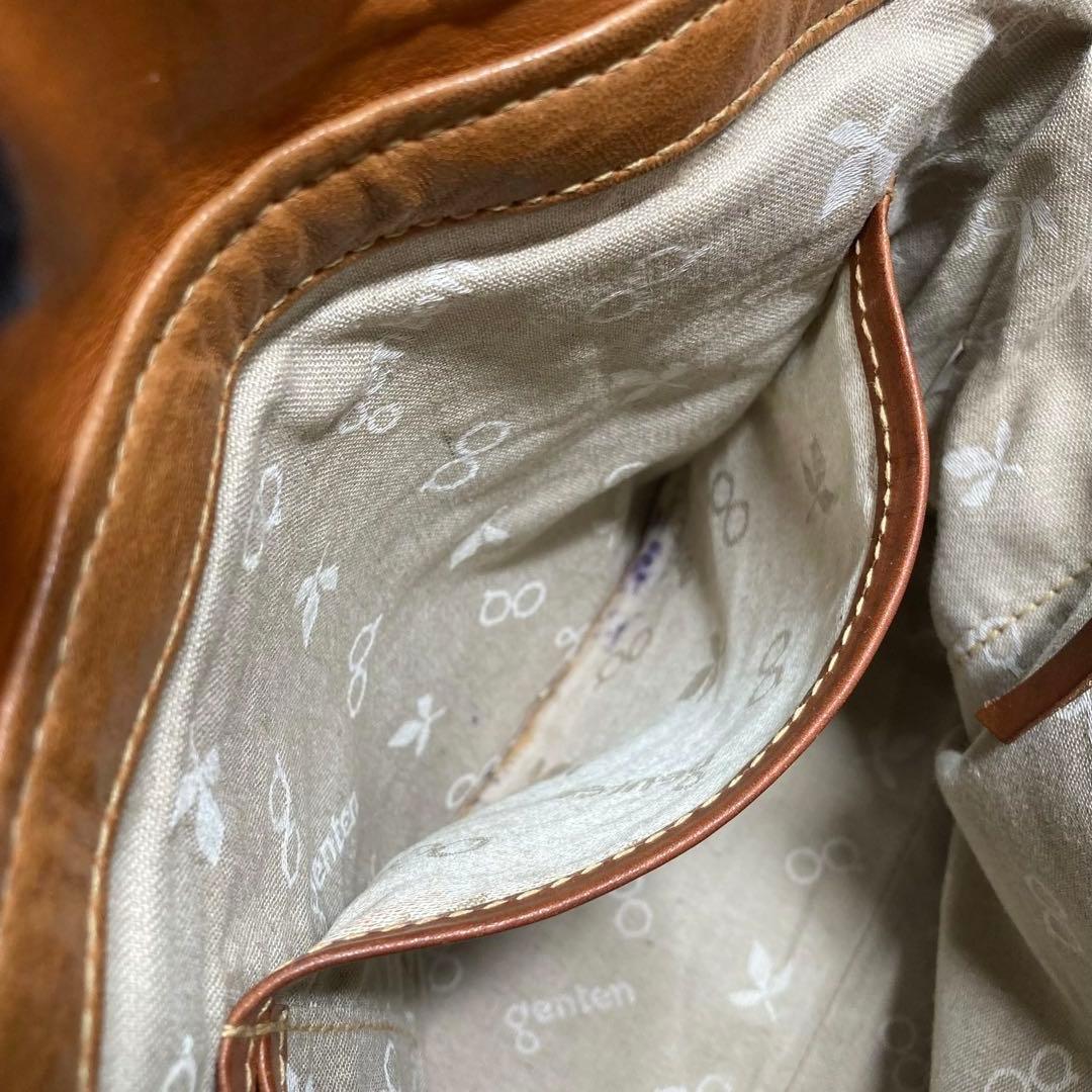 genten ウールシープ本革 メッセンジャーバッグ クロスボディ 飴色