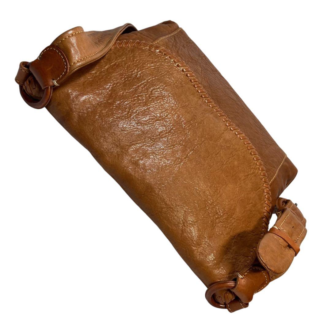 genten ウールシープ本革 メッセンジャーバッグ クロスボディ 飴色