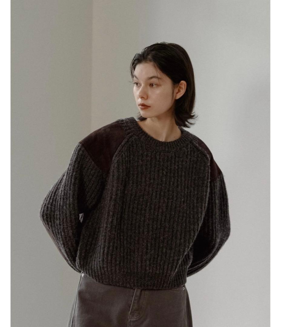 nokcha vintage like accent knit BROWN