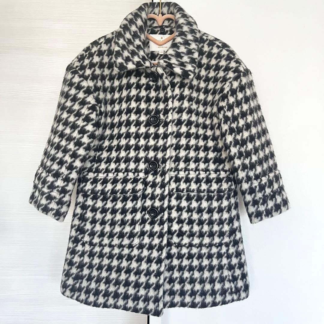 美品】katespade 千鳥格子×フェイクファーコート 110cm ピンク - メルカリ