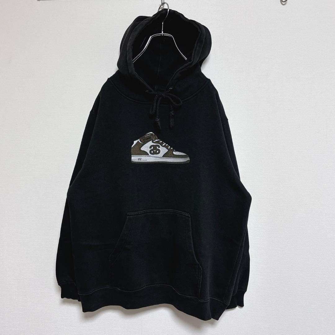 90s OLD STUSSY USA製 パーカー スニーカー ロゴ ブラック M - メルカリ