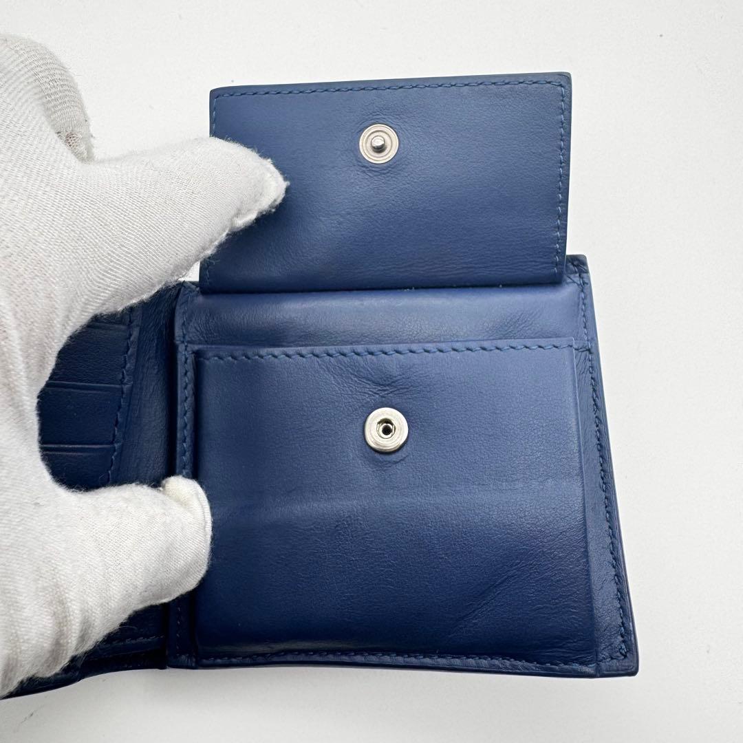 極美品✨RFID ボッテガヴェネタ 二つ折り財布 マキシイントレ ネイビー