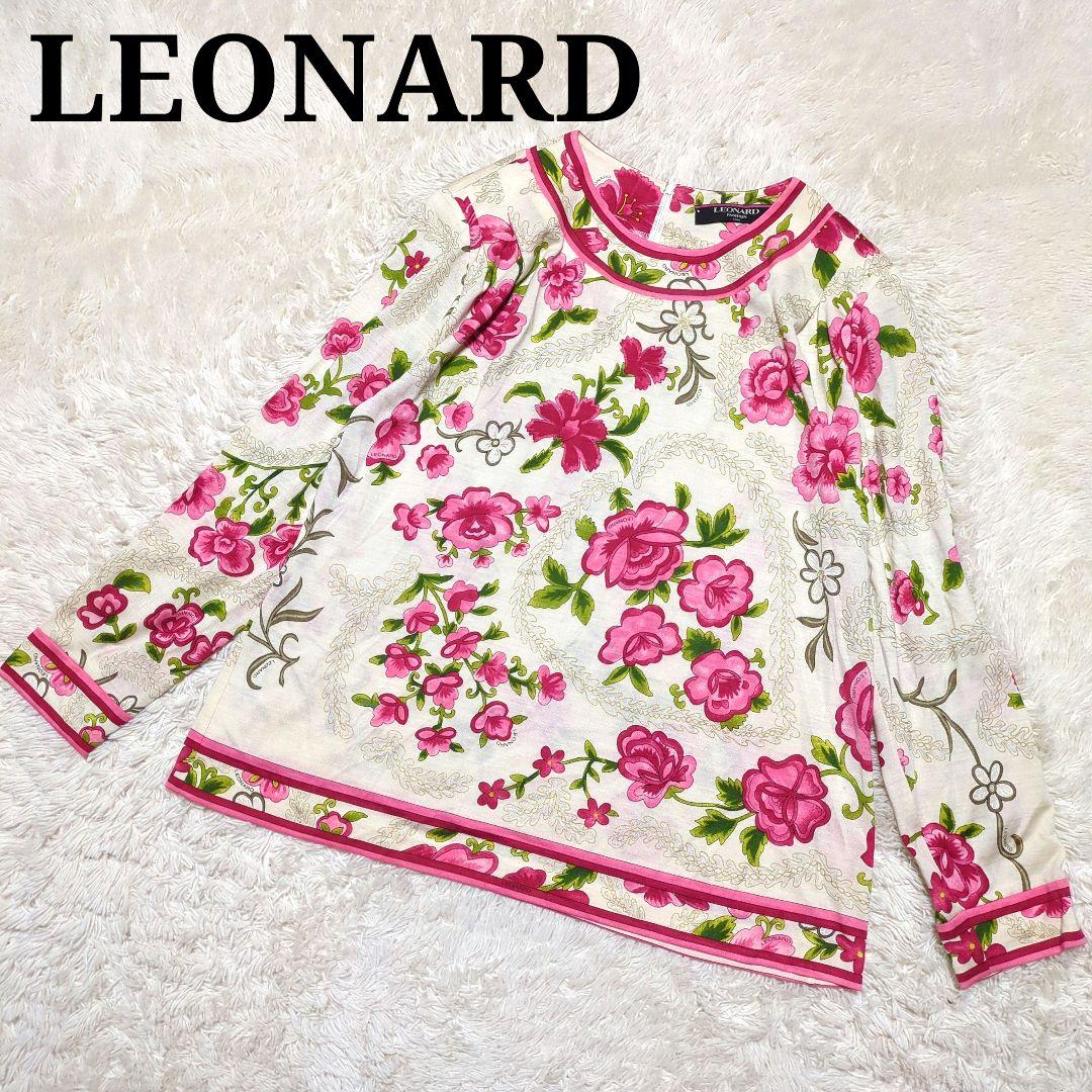 美品！LEONARD 花柄シルクカットソー Lサイズ 総柄 アイボリー - メルカリ