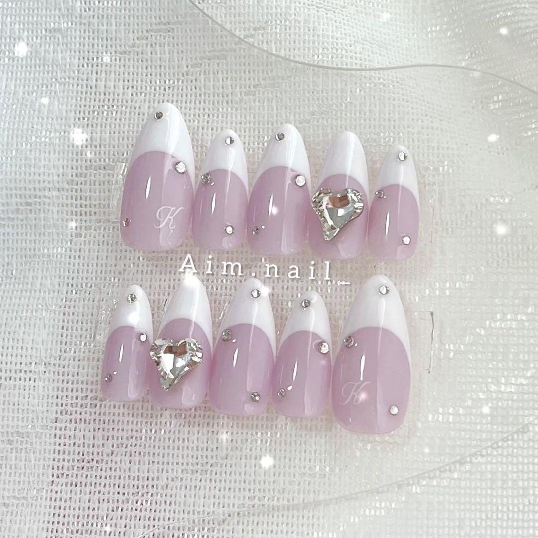 ネイルチップ オーダー ワンホン 韓国 量産型 フレンチガーリー ちゅる