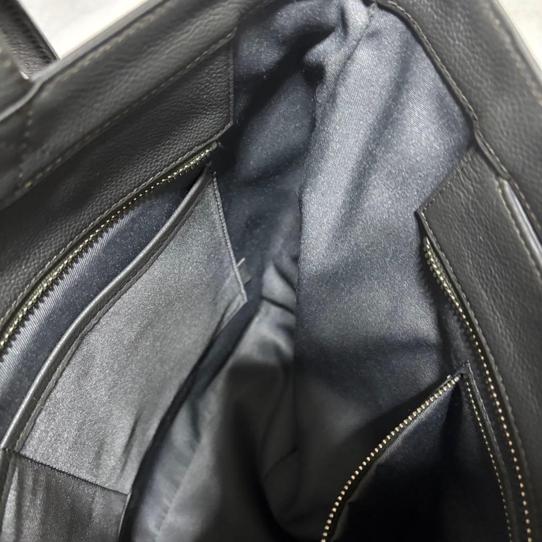 未使用級】ビジネスレザーファクトリー トートバッグ グレー レザー