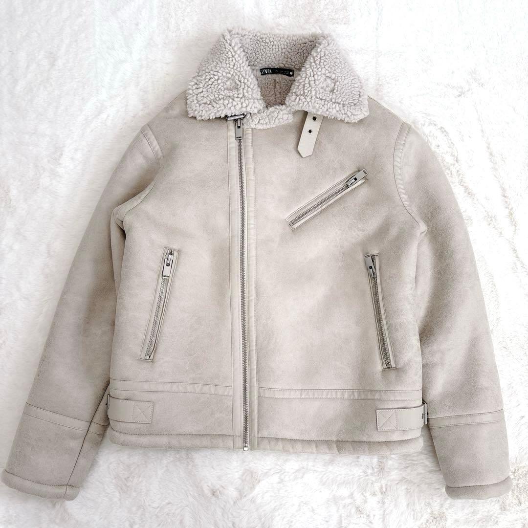 ZARA フェイクレザージャケット ライダースジャケット ボア ムートン