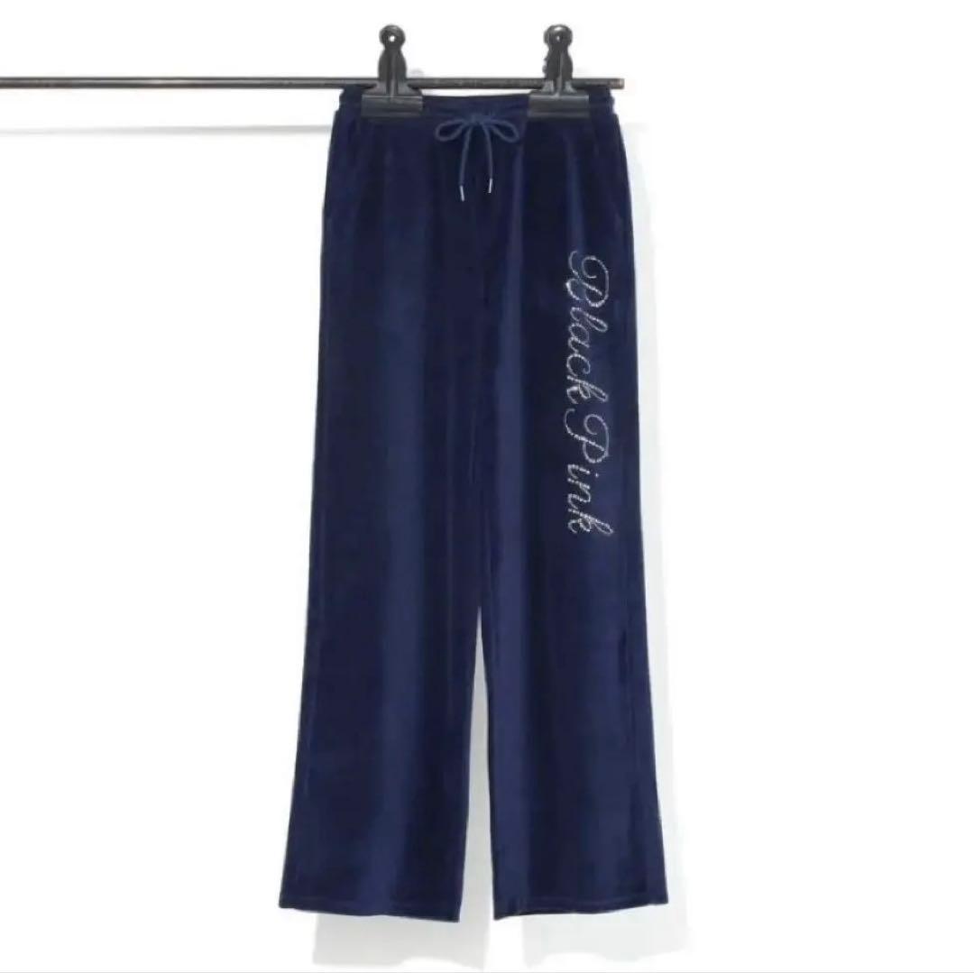 BLACKPINK ベロアロングパンツ（NAVY）M - メルカリ