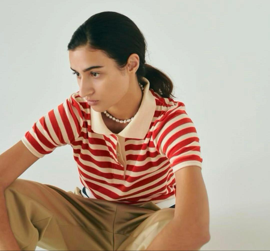 6(ROKU)ベロア ボーダー ポロシャツ - メルカリ