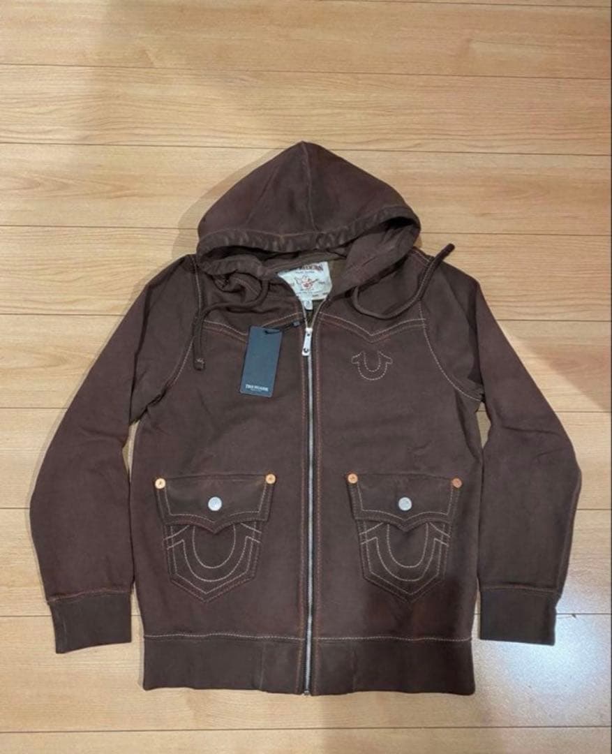 TRUE RELIGION ブラウン フード付きパーカー - メルカリ