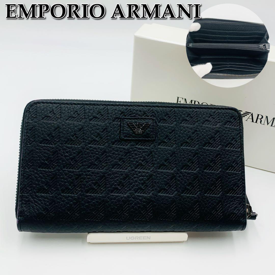 美品☆EMPORIO ARMANI ラウンドジップ 型押し長財布☆008 - メルカリ