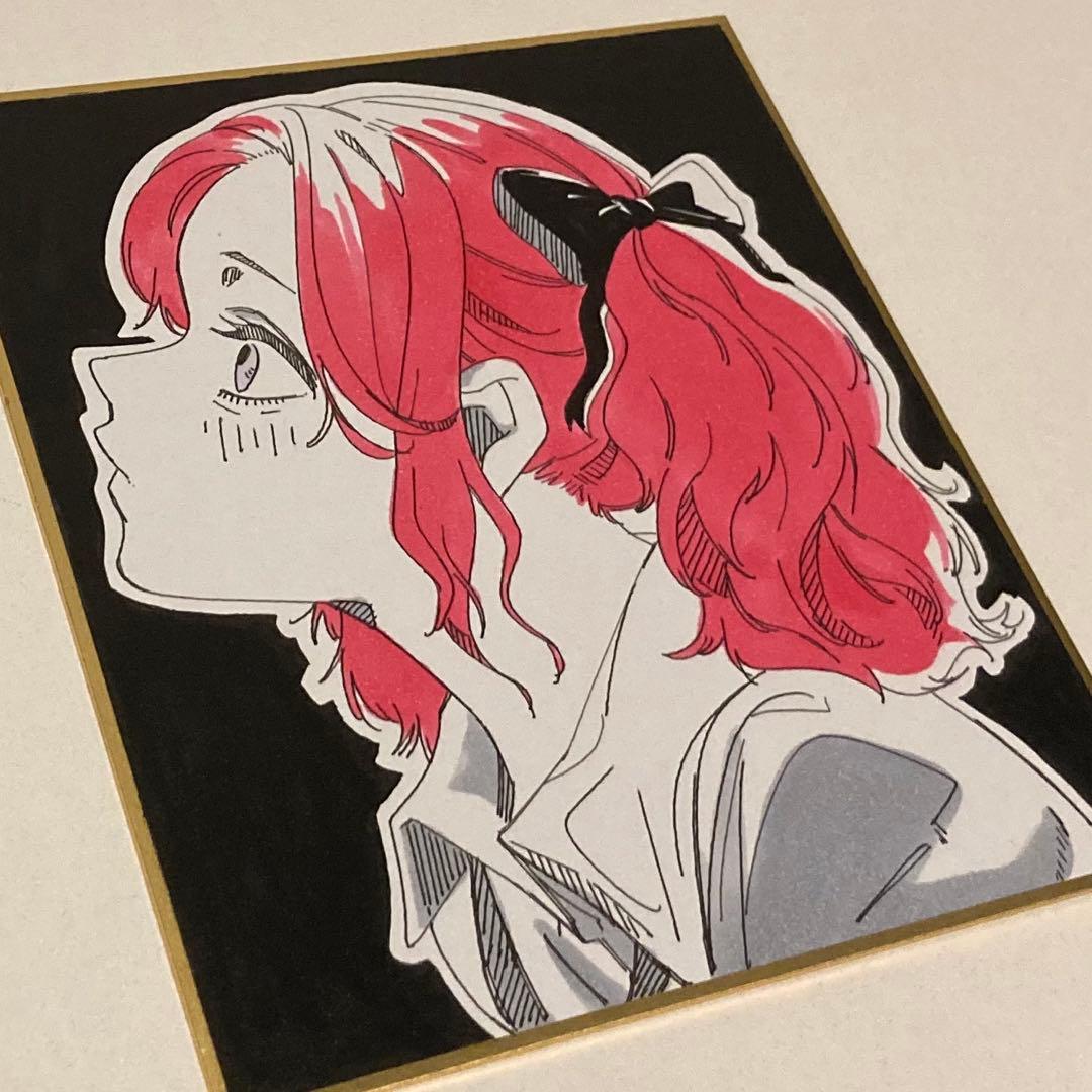 手描きイラスト アナログ オリジナル ミニ色紙 創作 原画 - メルカリ