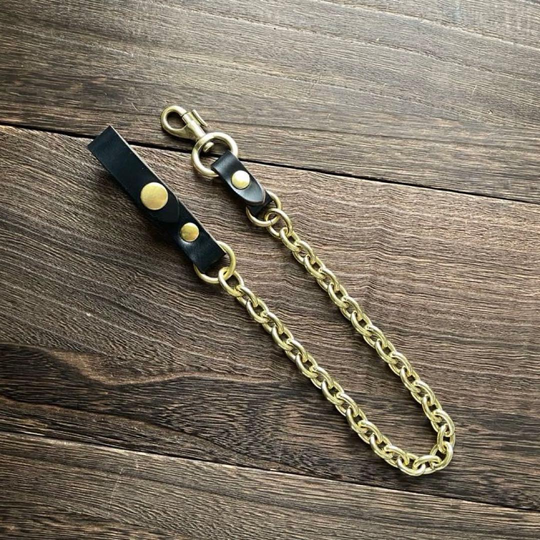 ウォレットチェーン1型 財布側レザー有 クロムエクセル 真鍮 HTC CALEE