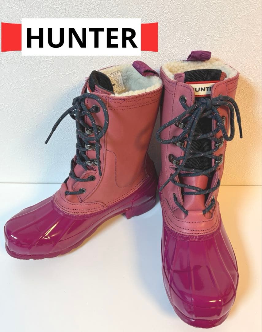 極美品　ハンター レインシューズ スノーブーツ 24センチ シューズブーツ HUNTER（ハンター） スノーブーツ メンズ 長靴 雨 雪 ロング 靴 防水