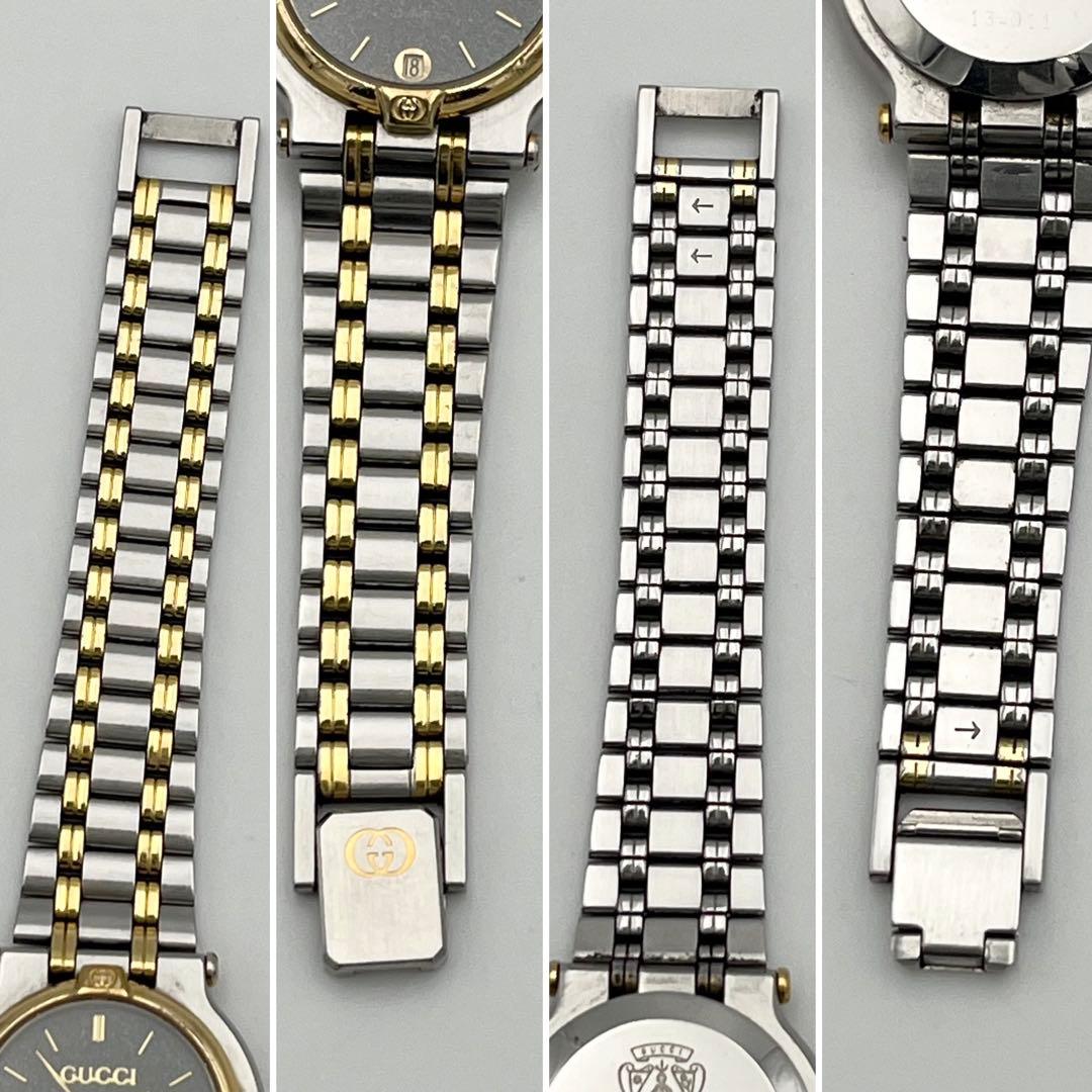 新品電池 GUCCI デイト 9000L gg柄 ゴールドベゼル 腕時計 コンビ