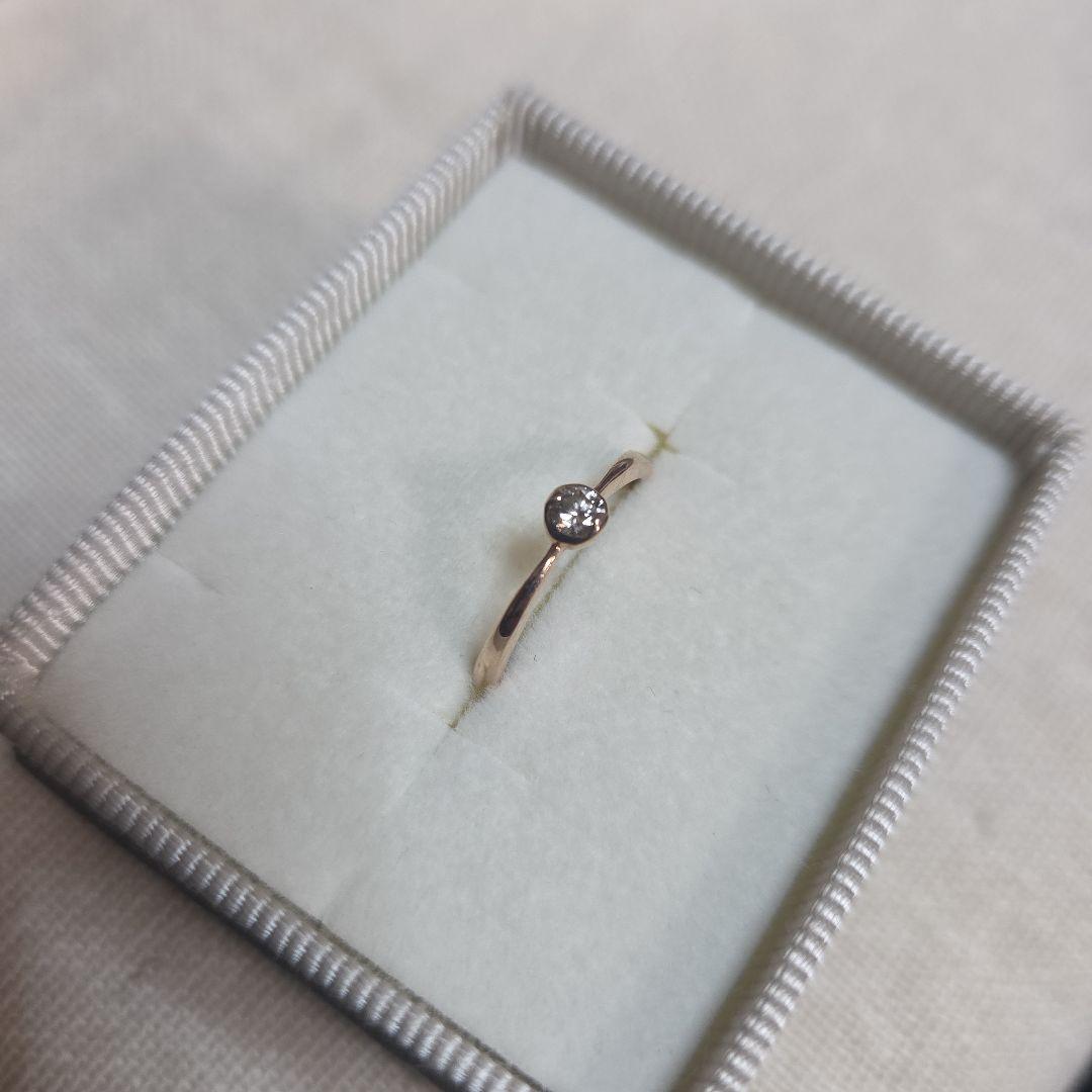 K10PG 1粒 ダイヤ 0.1ct リング