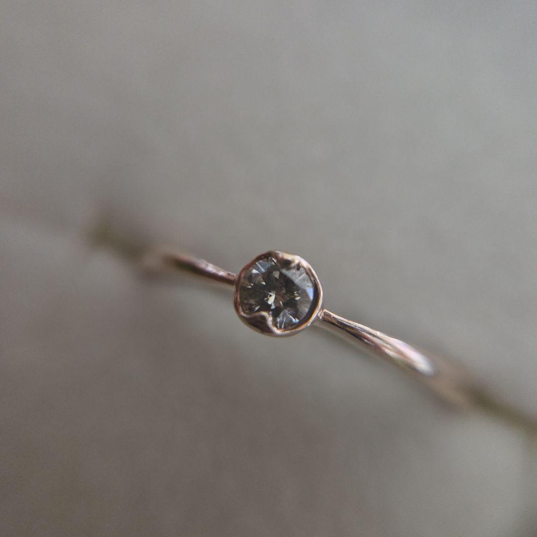 K10PG 1粒 ダイヤ 0.1ct リング