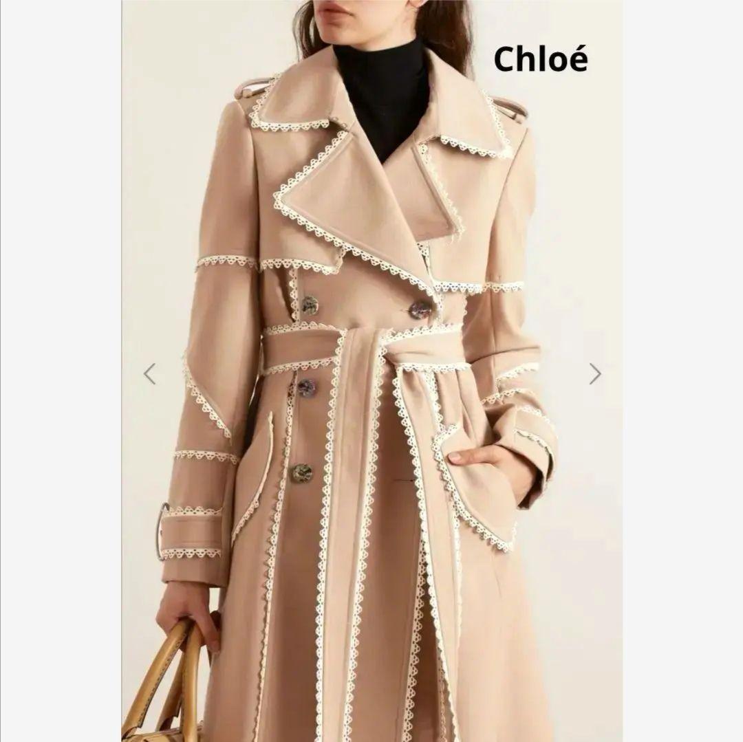 美品 Chloé レーストリミング トレンチコート - メルカリ