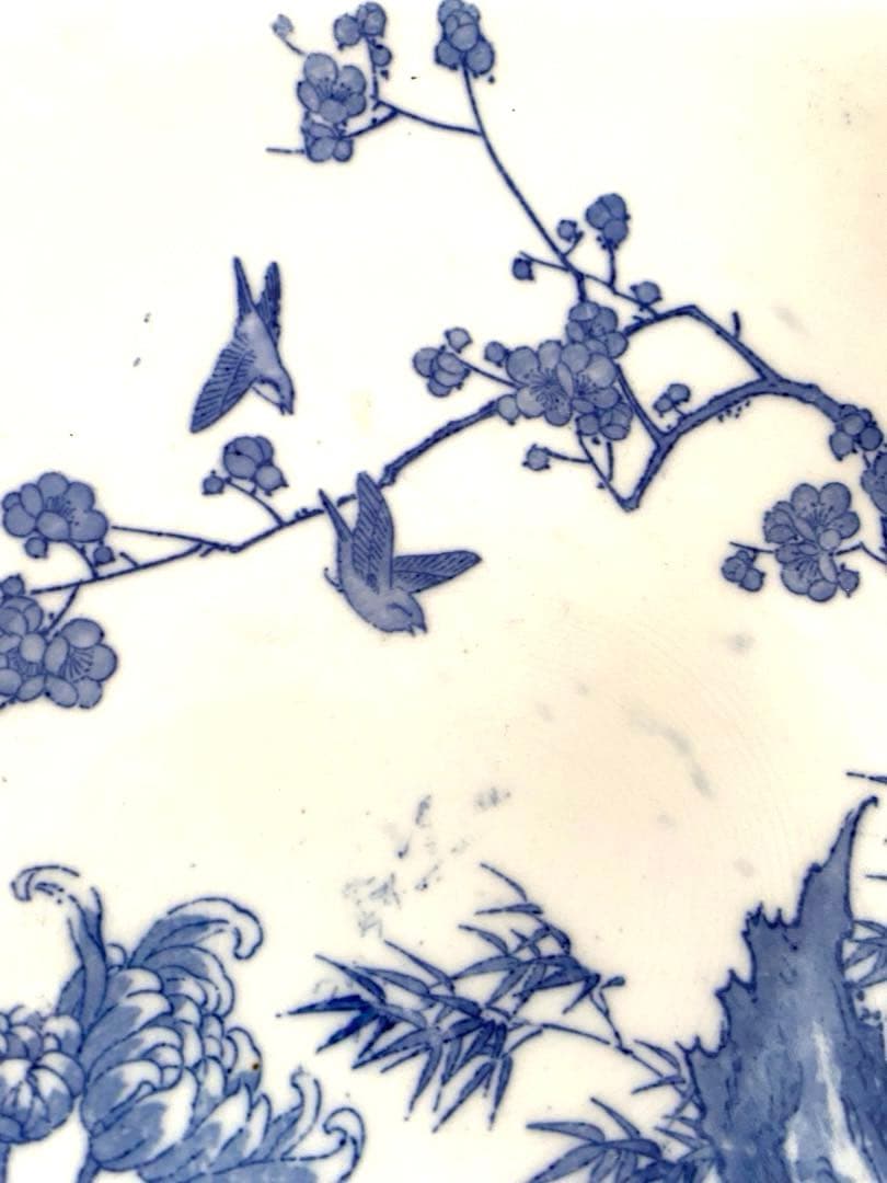 骨董品アンティーク 明治 大皿 31cm 花鳥文 染付 古伊万里？ - メルカリ