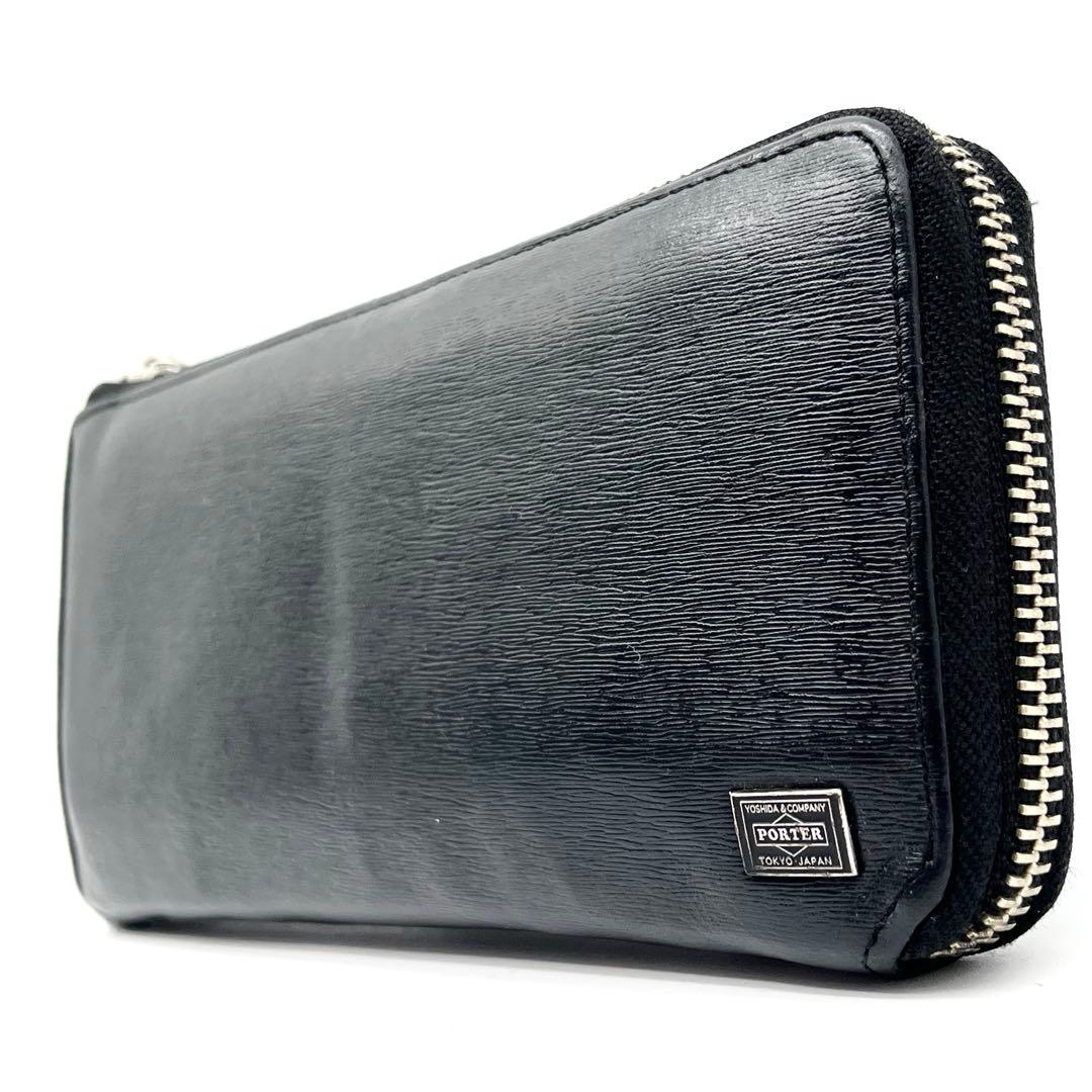 美品 PORTER ポーター 長財布 L字ファスナー カレント レザー