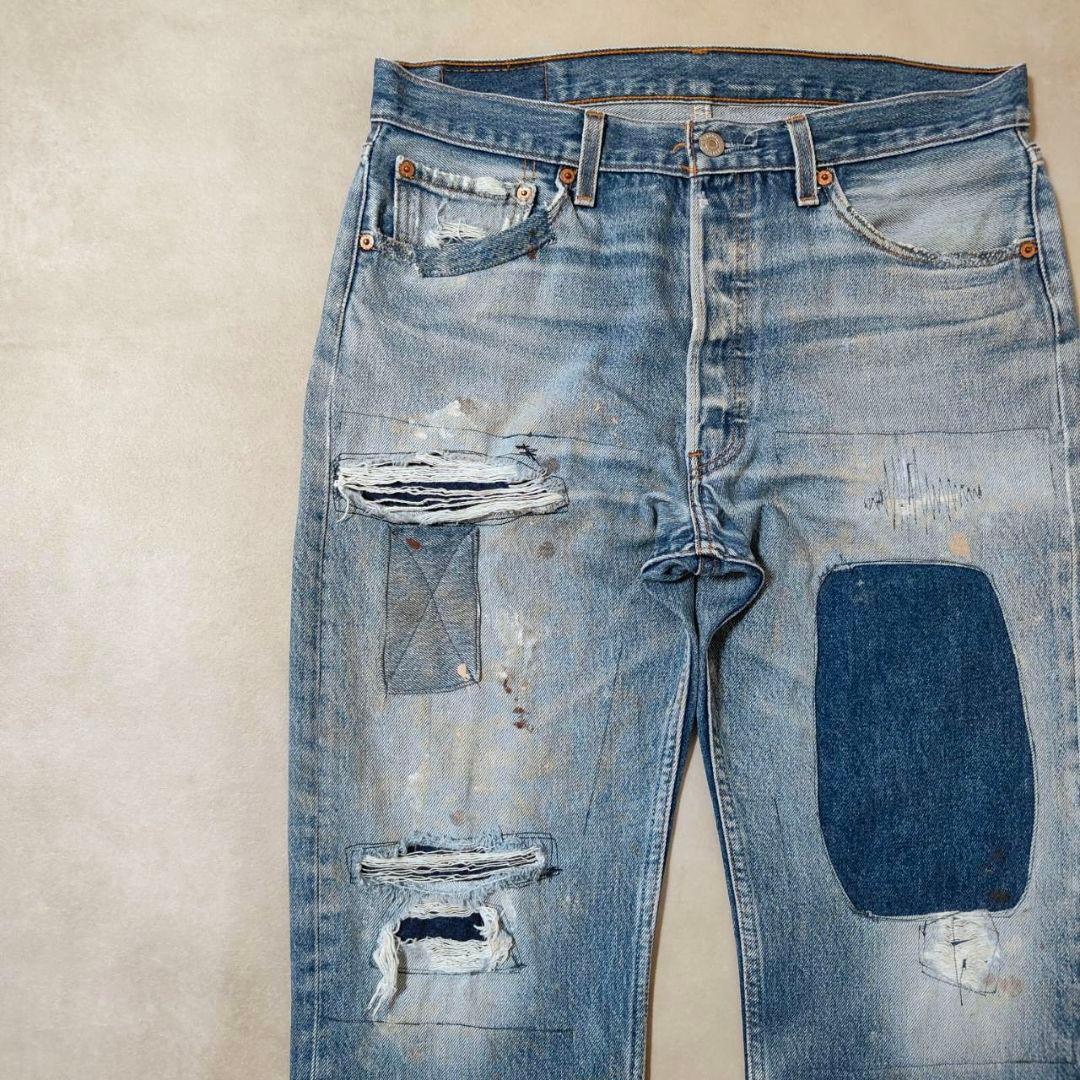 ビンテージ リーバイス 501 ダメージデニム グランジ パッチワーク w34