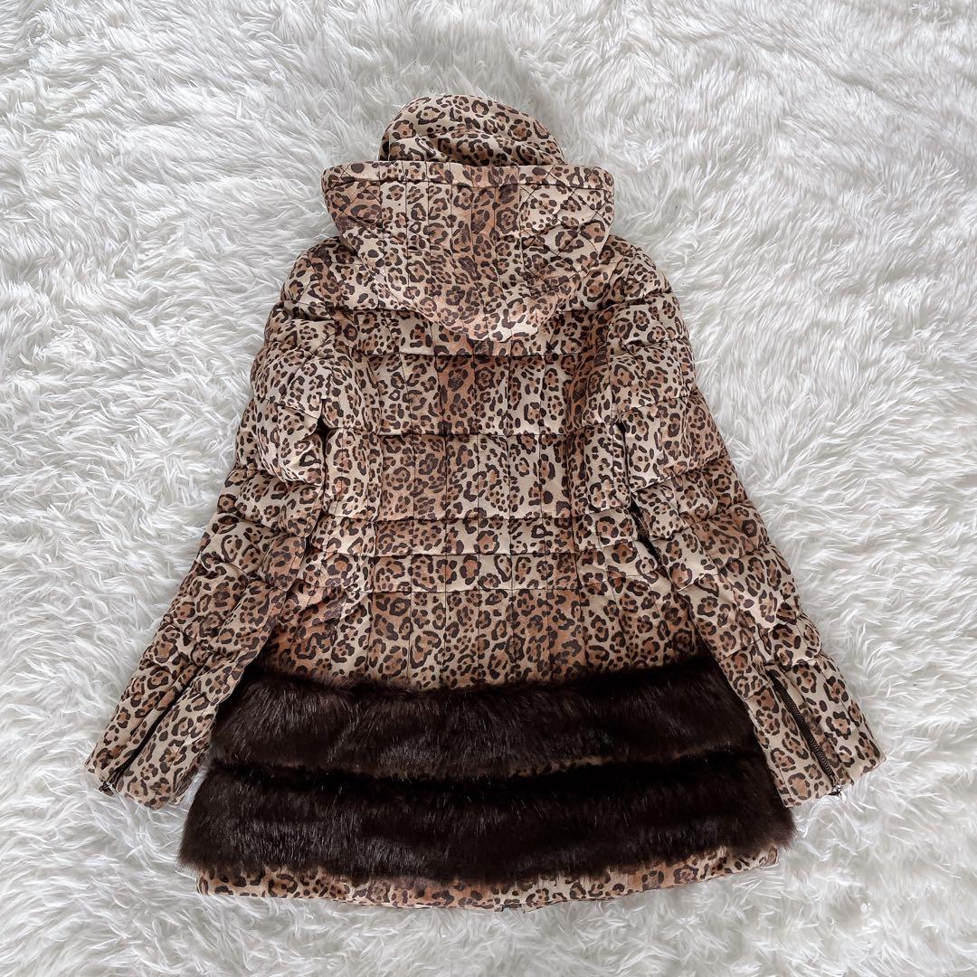 希少✨【伊太利屋】ヒョウ柄 ファー フード付きダウンコート 11 大きな