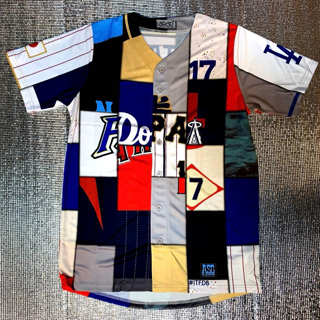 大谷翔平 プリントサイン付き歴代ミックスユニフォーム 50/50CLUB