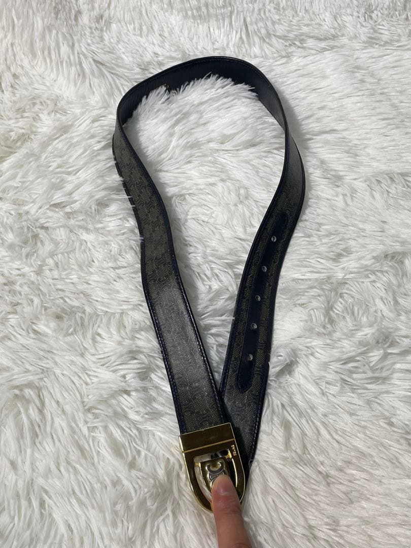 CELINE セリーヌ マカダム柄 本革 レザーベルト トリオンフ イタリア製