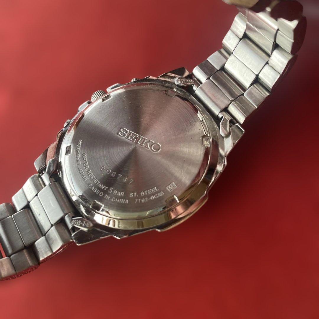 SEIKO クロノグラフSND 495腕時計レッド稼働中 電池交換済