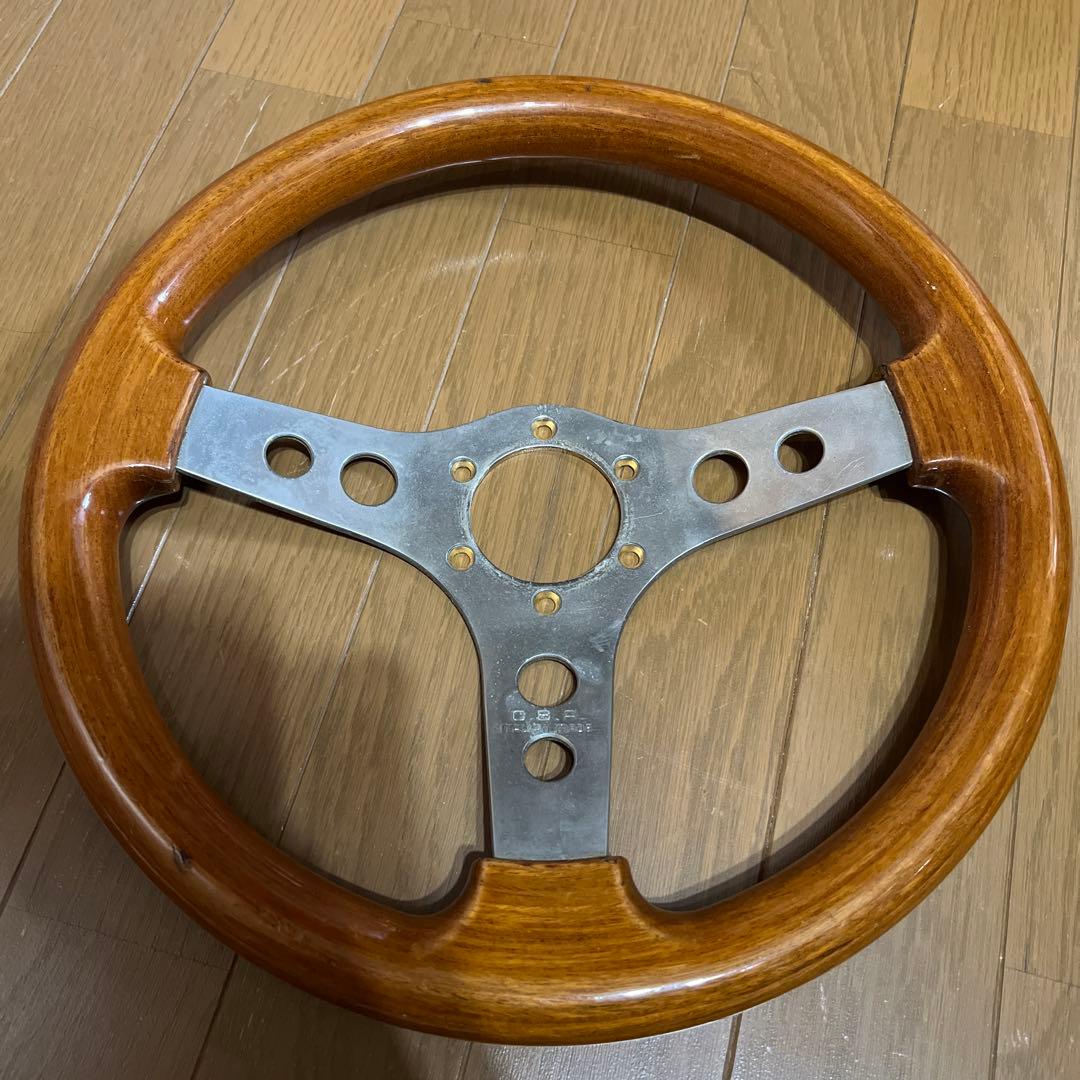 [最終値下げ！]O.B.A. 木製ステアリング Yahoo!オークション - OBA オバハン ウッド ステアリングハンドル 直径