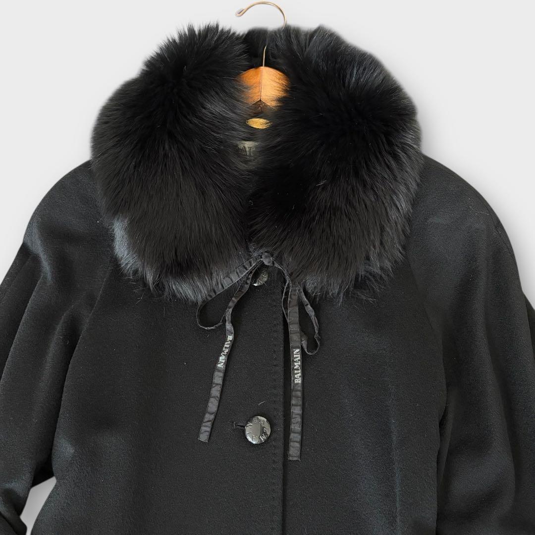 jasmine726様専用シルク ピュアカシミヤBALMAIN ファー コート - メルカリ