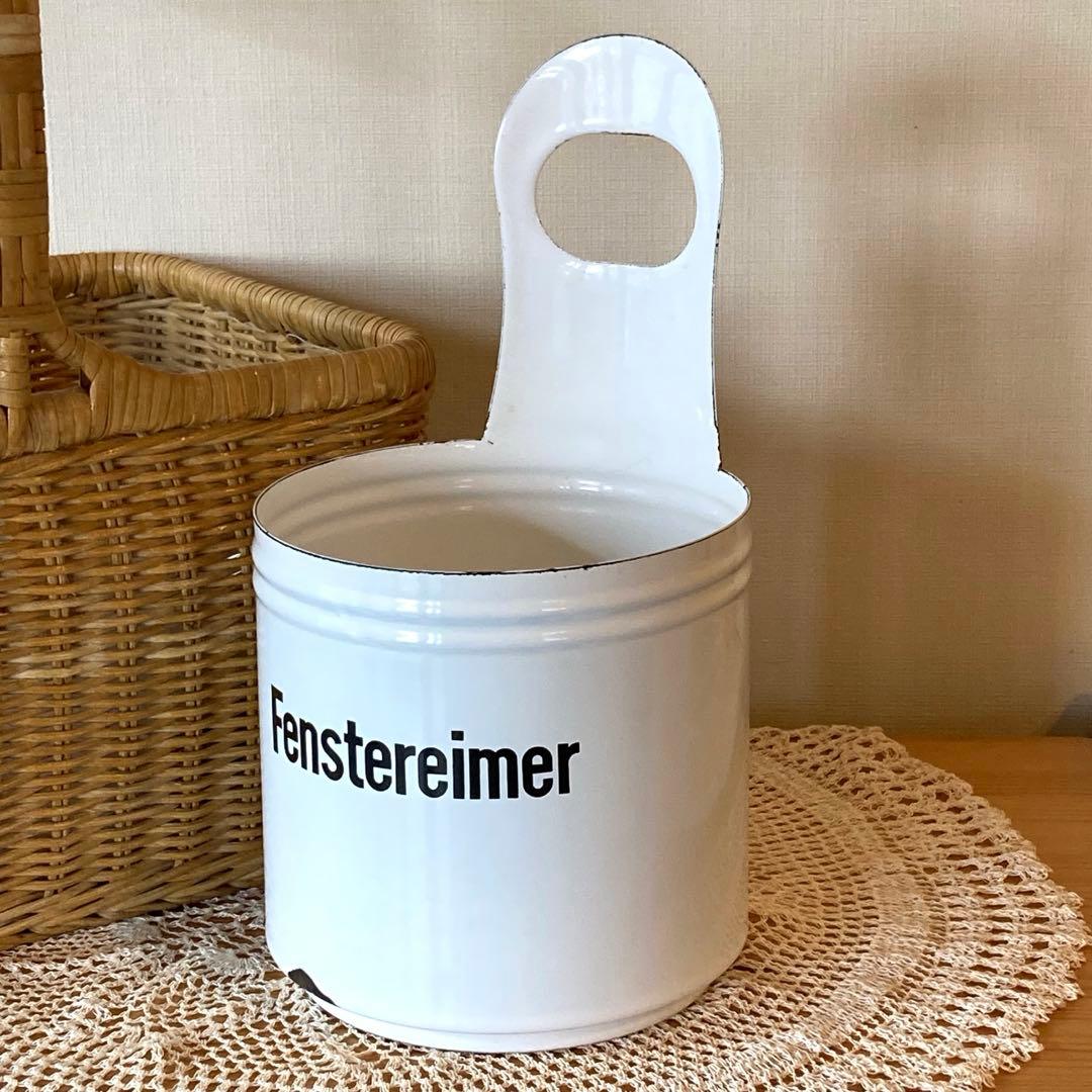 ホーロー バケツ ブラシホルダー カントリー雑貨 アンティーク - メルカリ