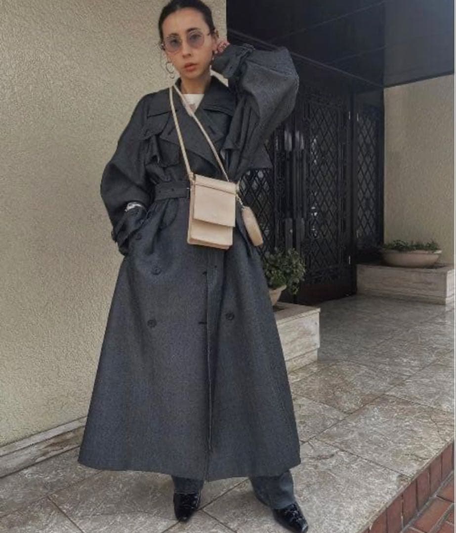 Ameri SUPERIOR FLARE TRENCH COAT S インディゴ