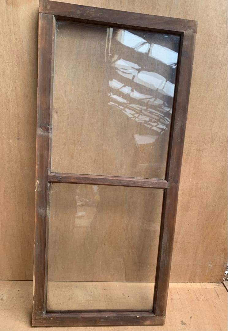 戦前古い木枠ゆらゆらガラス戸2分割 店舗建具古家具仕切り古民家