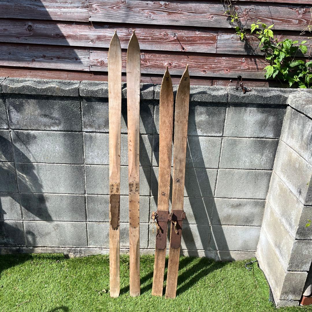 アンティーク木製スキー板セット - メルカリ