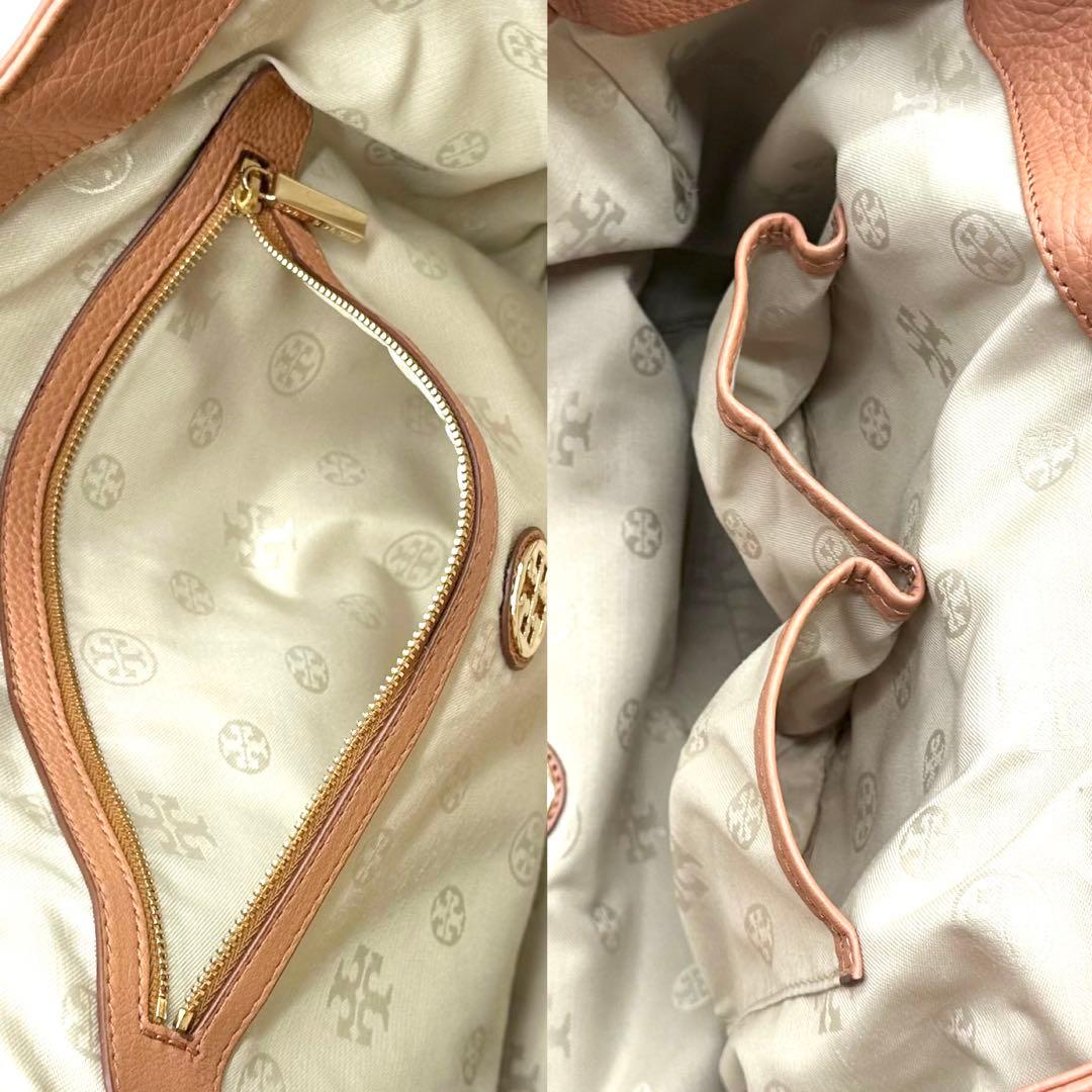 極美品✨トリーバーチ トートバッグ しぼ革 ボンボンチャーム ブラウン