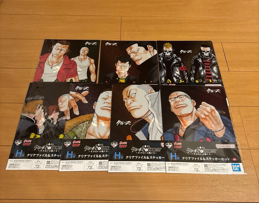 一番くじ クローズ&WORST H賞 クリアファイル＆ステッカーセット 7点