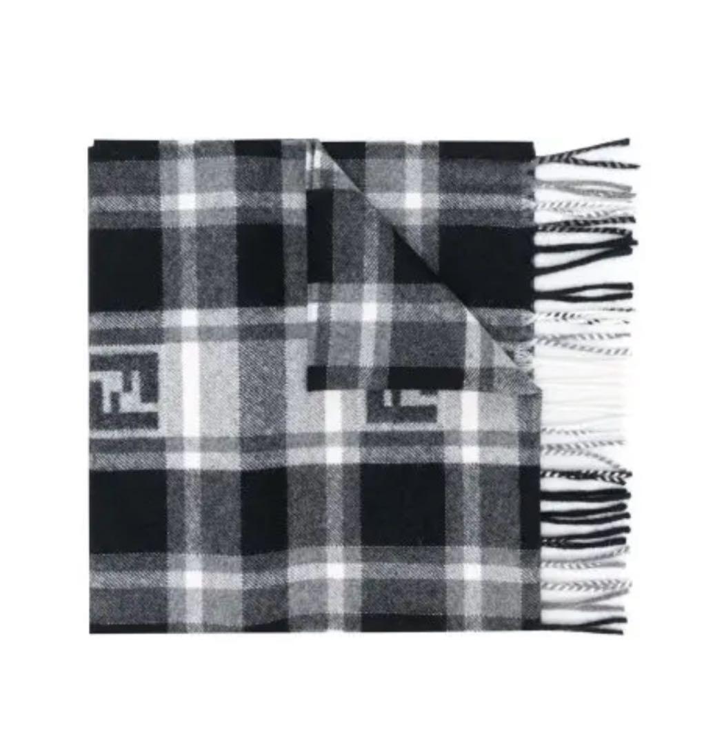 Fendi チェック柄マフラー FENDI - イタリア製 フェンディ マフラー チェック柄 ロゴ入り
