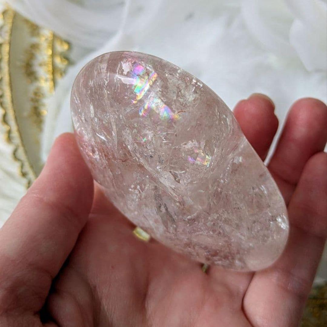 ♡ピンクアゼツライト（通称） ピンククリアクォーツ♡ ハート 虹