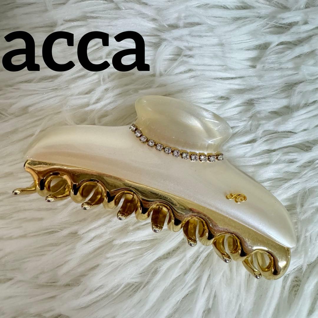 acca ヘアクリップ ラインストーン ニューコナーラ パールホワイト L