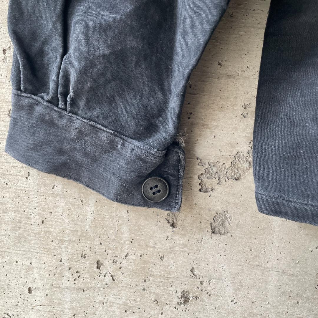 40s ブラックモールスキン ジャケット フランスヴィンテージ Vポケ 赤