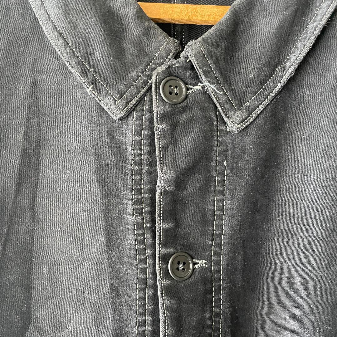 40s ブラックモールスキン ジャケット フランスヴィンテージ Vポケ 赤