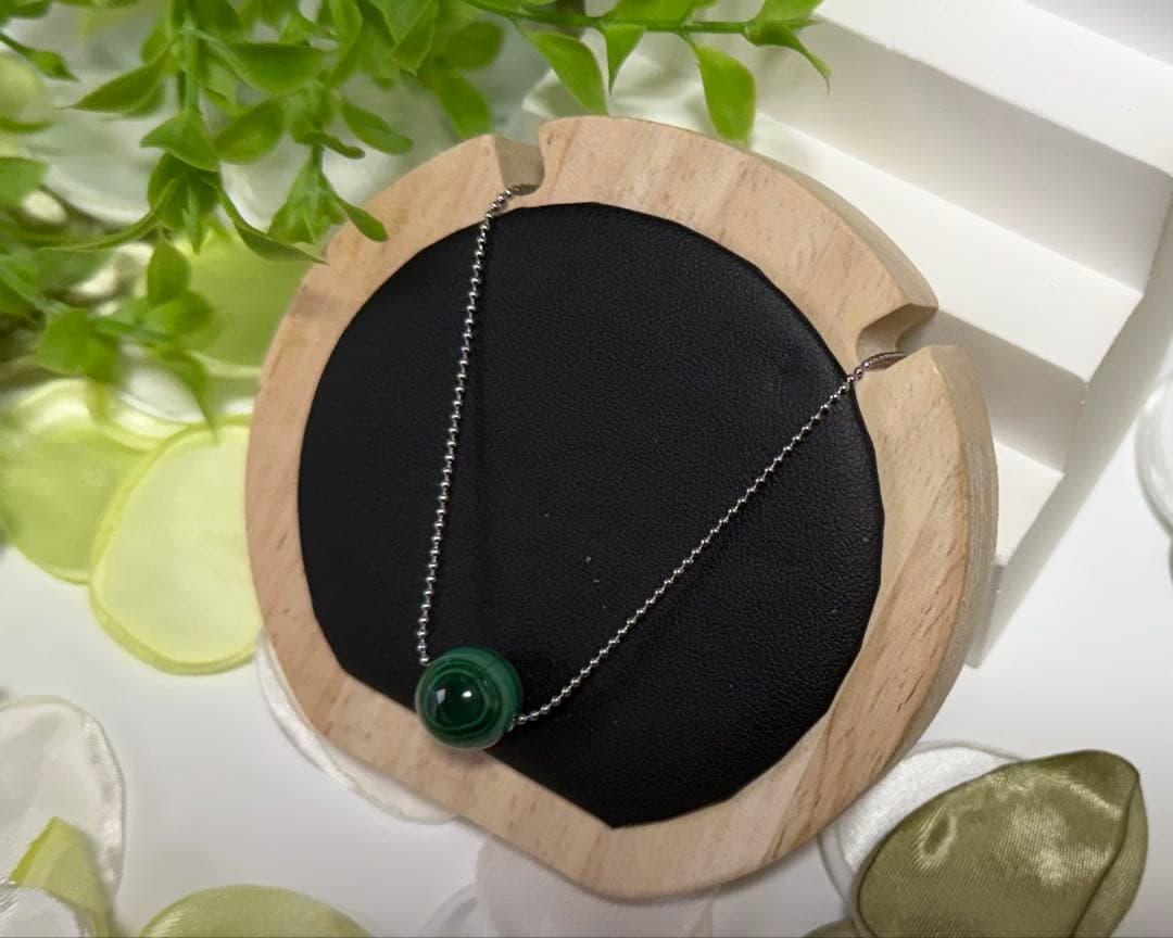 5A 天眼マラカイト】孔雀石 12mm ネックレス 守護・魔除け｜316L