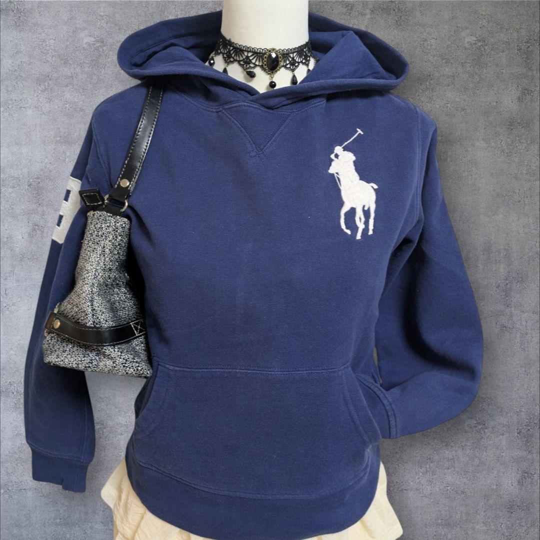 ラルフローレン パーカー ビッグポニー y2k 平成ギャル ネイビー