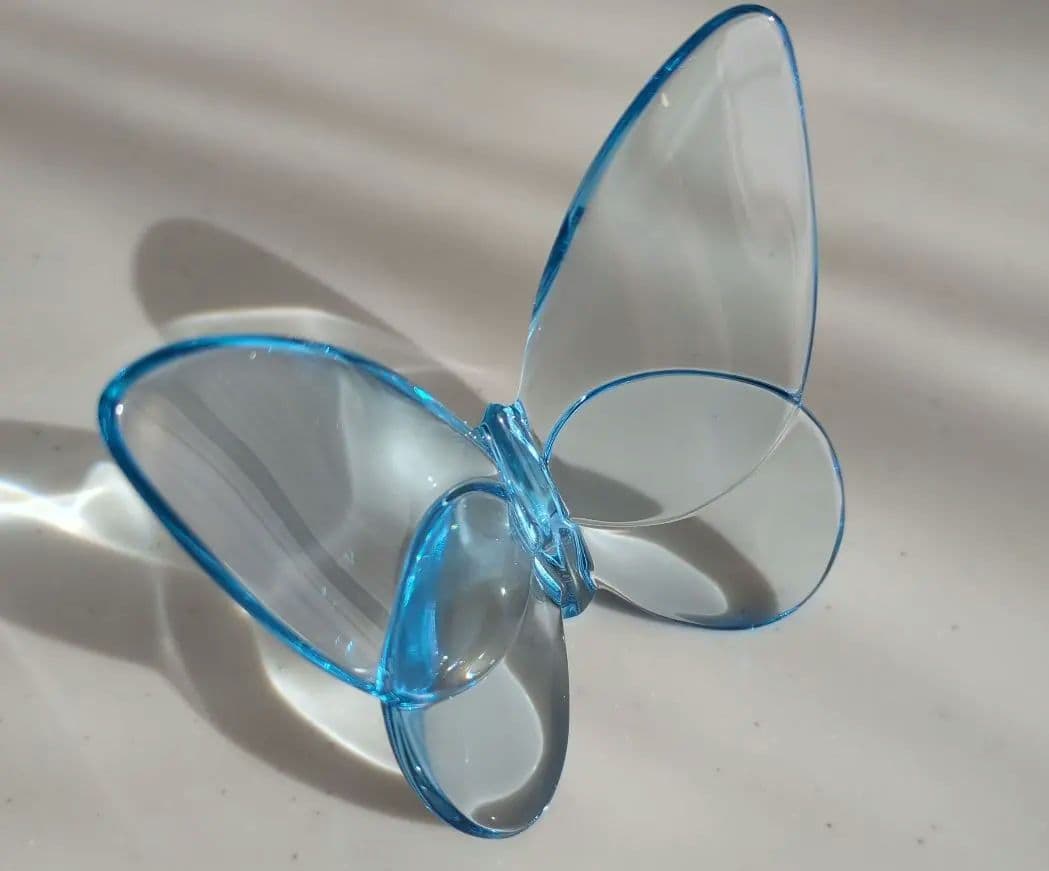 バカラ ラッキーバタフライ 蝶々 水色 置き物 オブジェ インテリア 小物