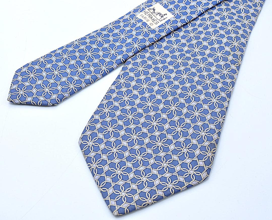 HERMES エルメス 花柄 シルクネクタイ ブルー 青 メンズ 男性 - メルカリ