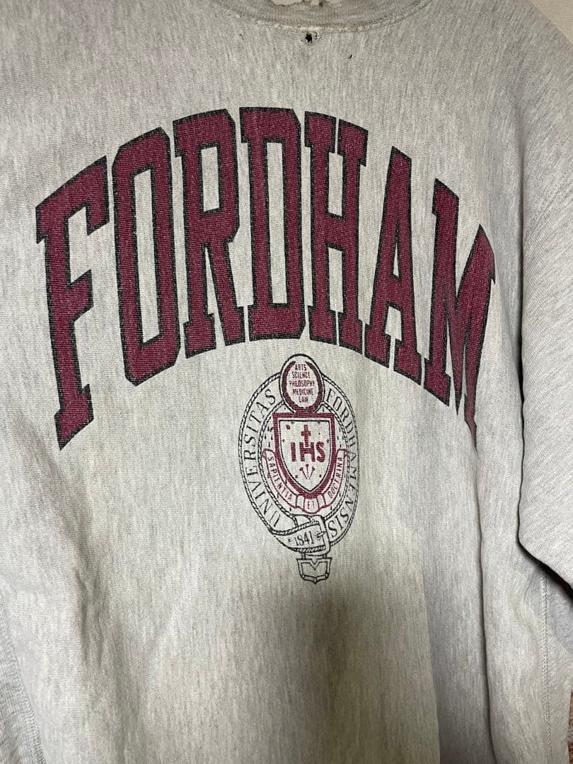 60sリバースウィーブ ヴィンテージFordham 　染み込み激レア 60年代 60s チャンピオン アメリカ製 リバースウィーブ 杢グレー 3段