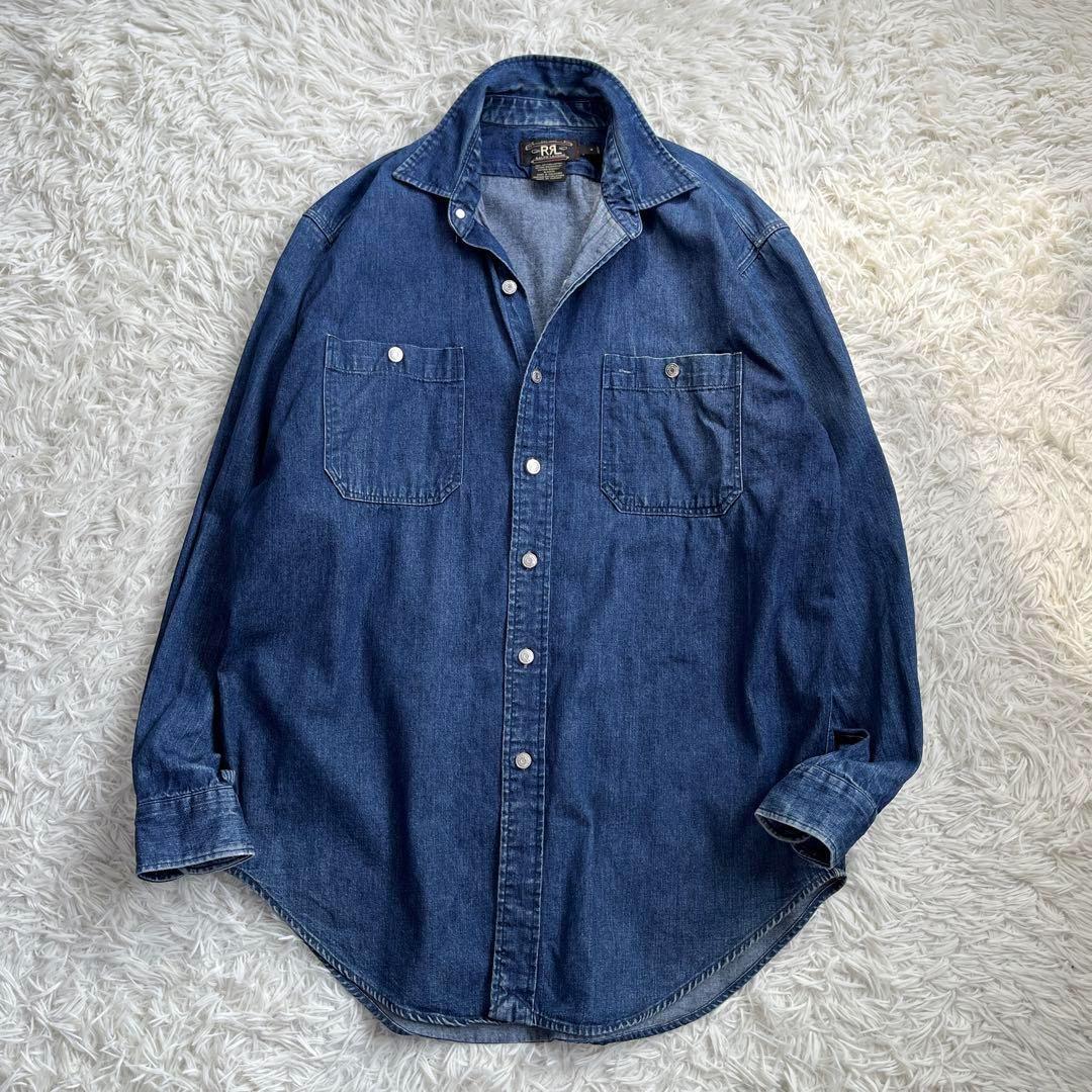 90s・三ツ星タグ】RRL デニム ワーク シャツ オーバーサイズ